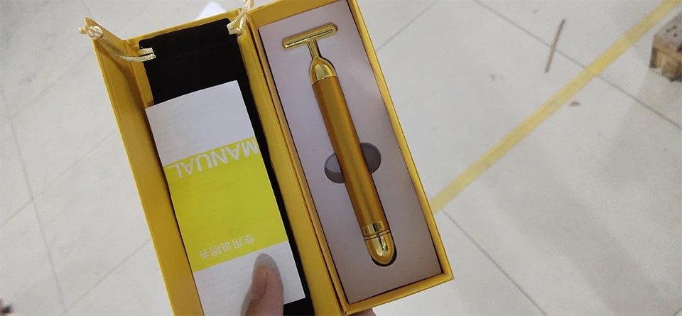 24K Gold T Beauty Bar Energy Roller Electric Face-lifting Facial Massage Beauty Instrument Waterproof Vibrating Face Care Stick